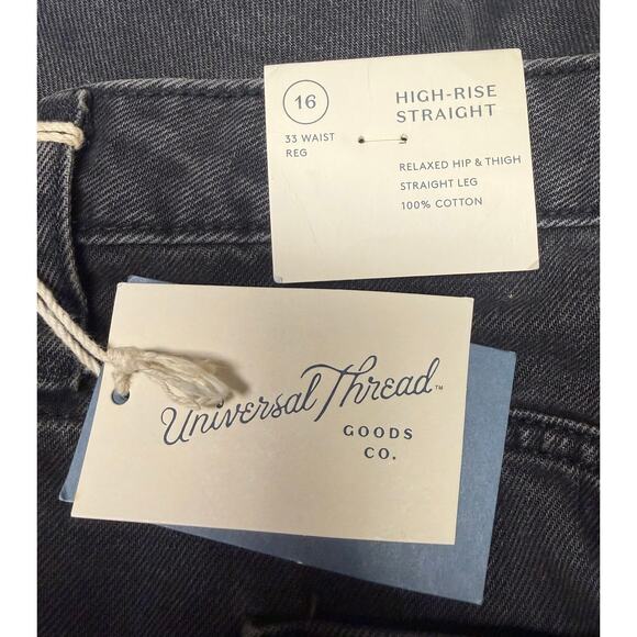 Universal Thread High Rise Straight Jeans Womens Size 16 Gray Raw Hem New - Picture 5 of 9